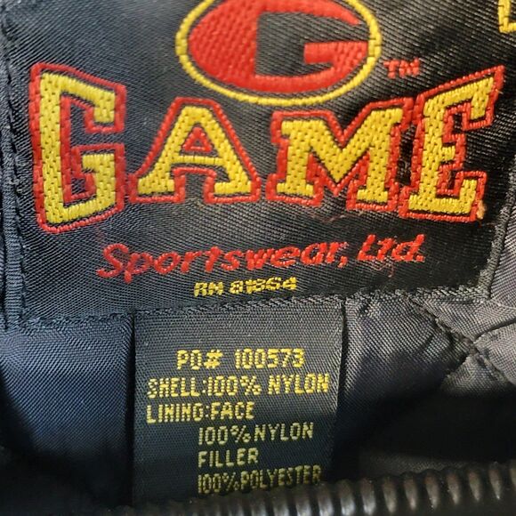 VTG Game Black 100% Nylon Jacket Mike WTCM ON PEPPE LOFT Embroided Sz L - FLAWED - Picture 3 of 7